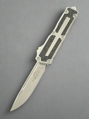 Microtech Scarab 2 Gen 3 - S/E Natural Clear Apocalyptic Standard w/ Spine Fluted Blade - Scarab II Gen III - 1278-10 APNC