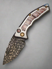 Pre Owned Heretic Knives Medusa Auto Mammoth Inlay VF Damascus Entropic Ti Clip
