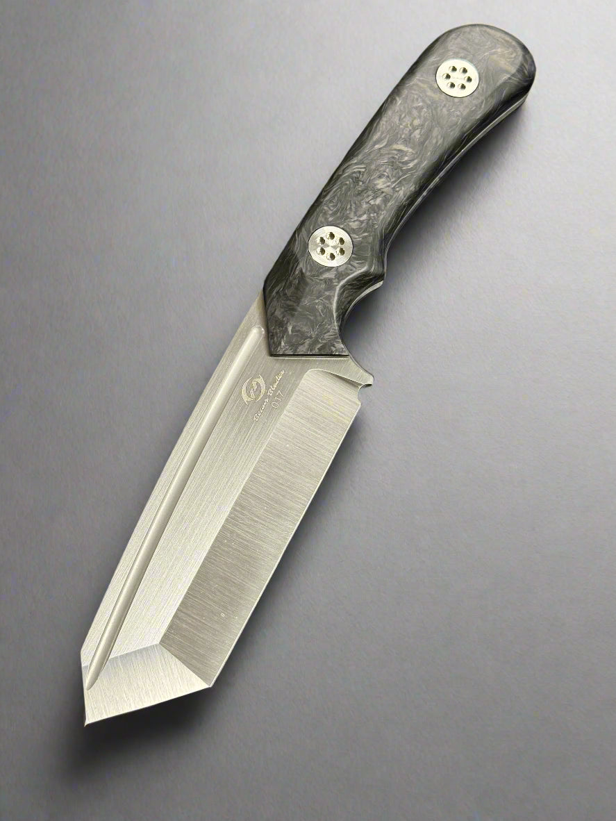 Beans Blades Fixed Warrior Tanto Full Size M390 Fat Carbon Dark Matter Handles