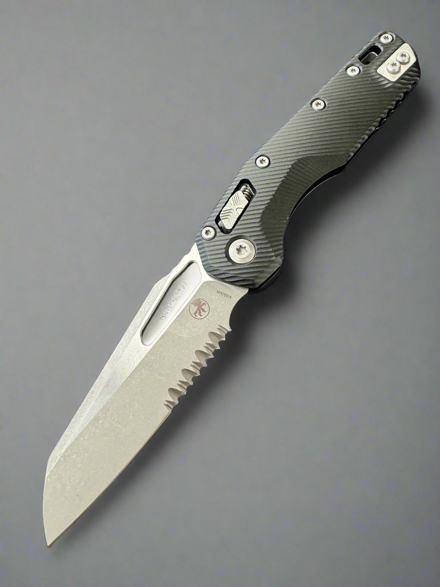 Microtech Knives MSI RAM LOK Black Fluted Aluminum & Partial Serrated Apocalyptic M390MK 210-11 APFL