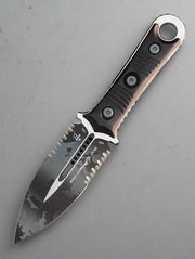 Microtech Borka SBD Dagger Fixed Blade Black Handle Urban Camo Serrated Blade Signature Series 201-2UCS