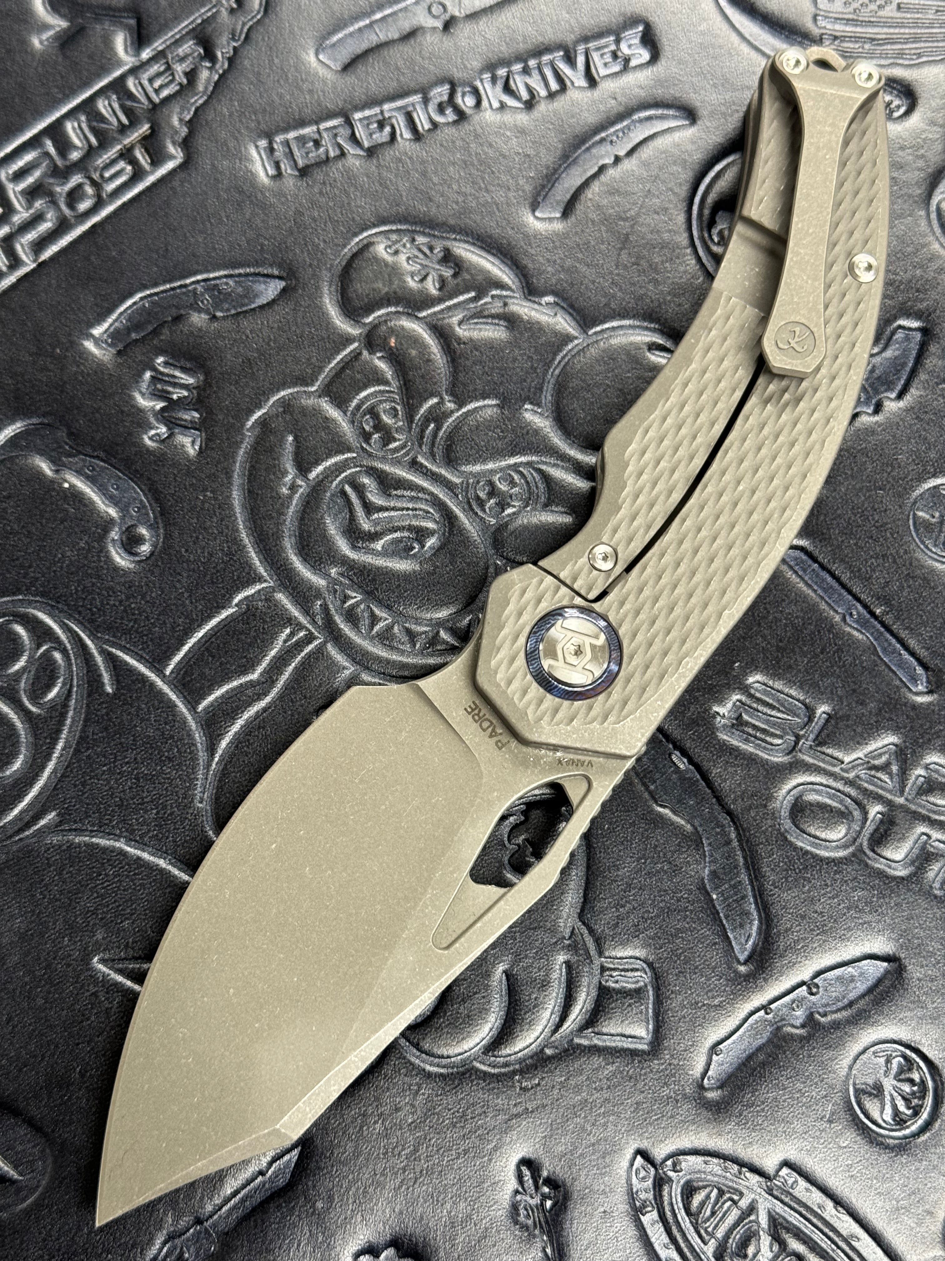 KUNWU KNIVES PADRE STONEWASHED TITANIUM HANDLE POCKET KNIFE VANAX STEEL K706T-1