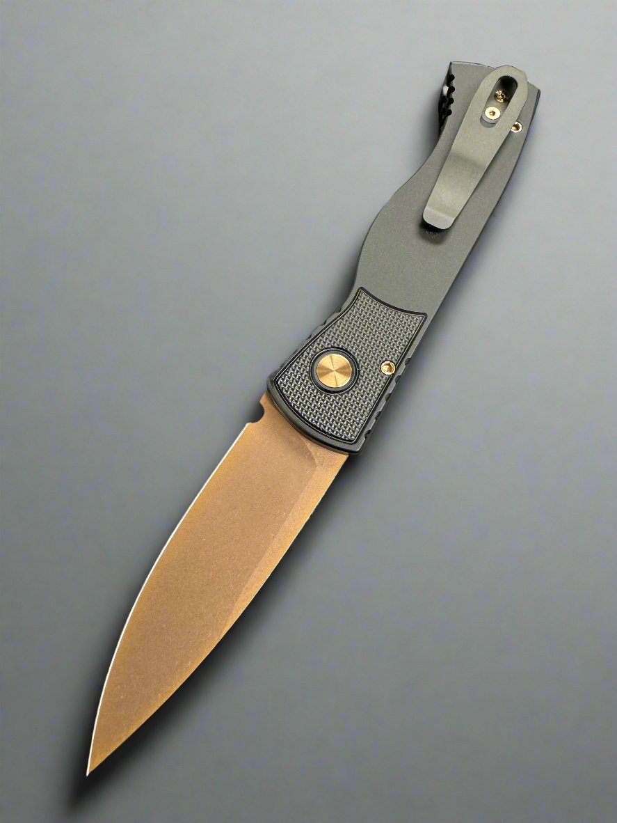 Pro-Tech TR-2 Tactical Response 2 Black w/ Textured Corners & Silver Shaw Skull w/ Rose Gold MagnaCut TR-2 RG Skull