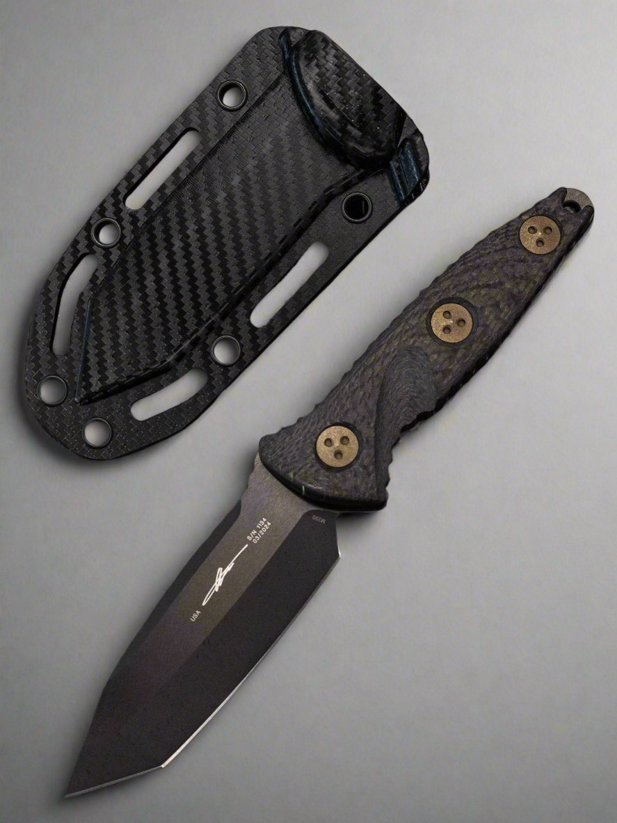 MICROTECH SOCOM ALPHA- MINI- TANTO EDGE- CARBON FIBER HANDLE- BLACK DLC BLADE 114M-1 DLCCFS