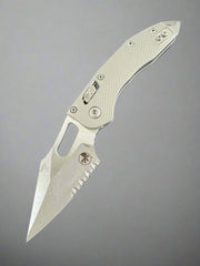 Microtech Knives Manual Stitch RAM LOK Fluted Apocalyptic Natural Clear Partial Serrated M390MK 169RL-11 APFLNC