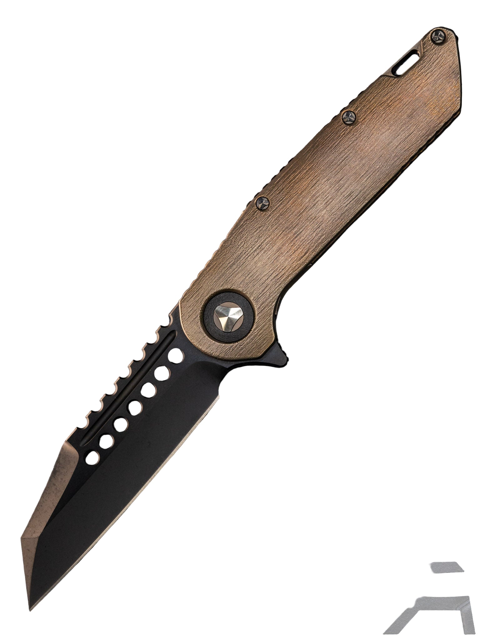 Pre Owned Marfione Custom Knives Warhound DLC Two Tone Apocalyptic w/ Bronze Bark Titanium & DLC Hardware