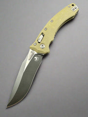 MICROTECH KNIVES- AMPHIBIAN RAM-LOK FOLDER- FLUTED OD GREEN G-10 HANDLE- BLACK PLAIN EDGE BLADE 137RL-1 FLGTOD