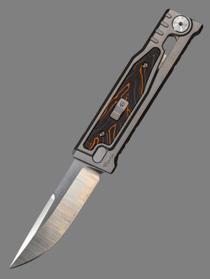 REATE EXO-M G10 ORANGE/BLACK OTF KNIFE TITANIUM 2.95" DROP POINT SATIN