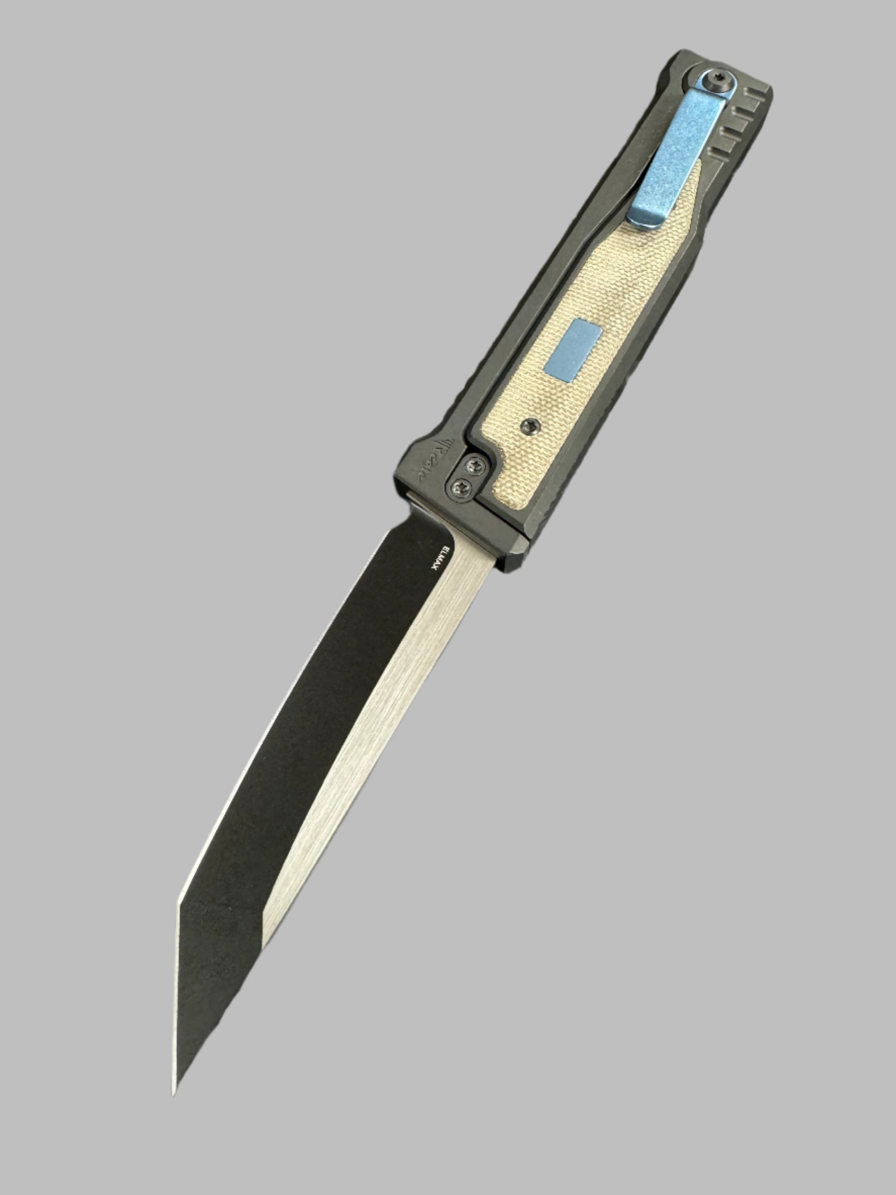 Reate Exo Gravity Knife Green Micarta 3.7 Inch Plain Dual Finish Tanto Large w Lock