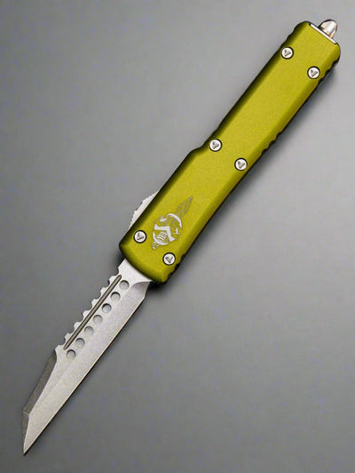 Microtech UTX-70 Warhound OD Green Aluminum Body w/ Stonewashed Plain Edge Blade (2.42") 419W-10 ODS