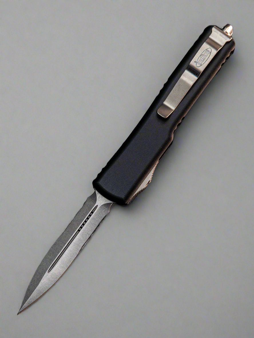 Microtech 147-11 UTX-70 D/E - Black Handle - Stonewashed Blade