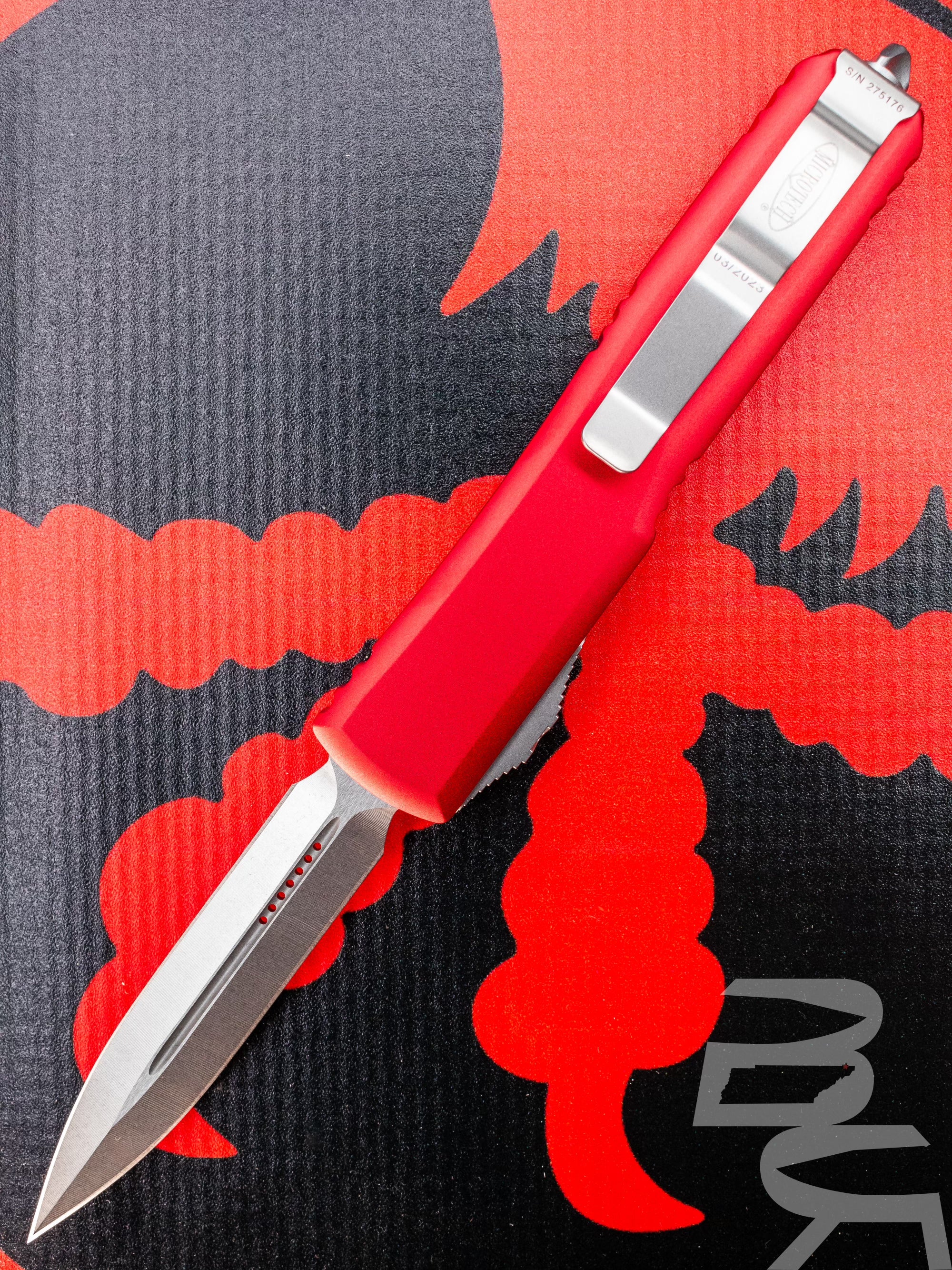 Microtech 122-10RD Ultratech D/E - Red Handle - Stonewash Blade