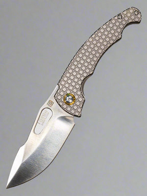 ARTISAN CUTLERY SMALL XCELLERATOR FOLDING KNIFE FRAG TITANIUM HANDLE S90V STONEWASH FINISH 1860GS-GY