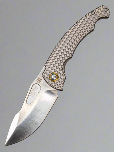 ARTISAN CUTLERY SMALL XCELLERATOR FOLDING KNIFE FRAG TITANIUM HANDLE S90V STONEWASH FINISH 1860GS-GY