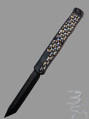 Heretic Knives Cleric II 2 Flamed Titanium Inlays & DLC Tanto Magnacut H019-6A-FTI