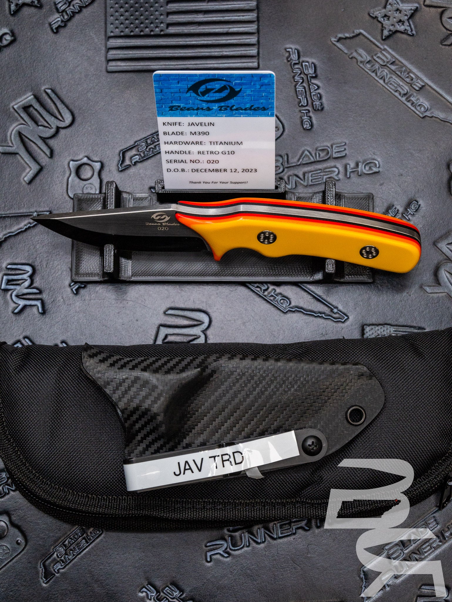 Beans Blades Fixed Javelin M390 TRD G10 Vintage Toyota Orange / Red
