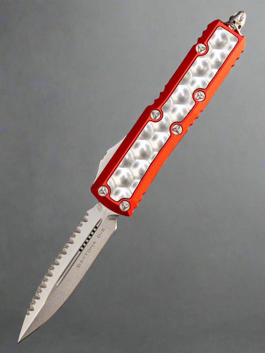 Microtech Daytona D/E OTF Auto Knife Bubble Ti Inlay/Alum (3"SW Serr)126-12RDBIS