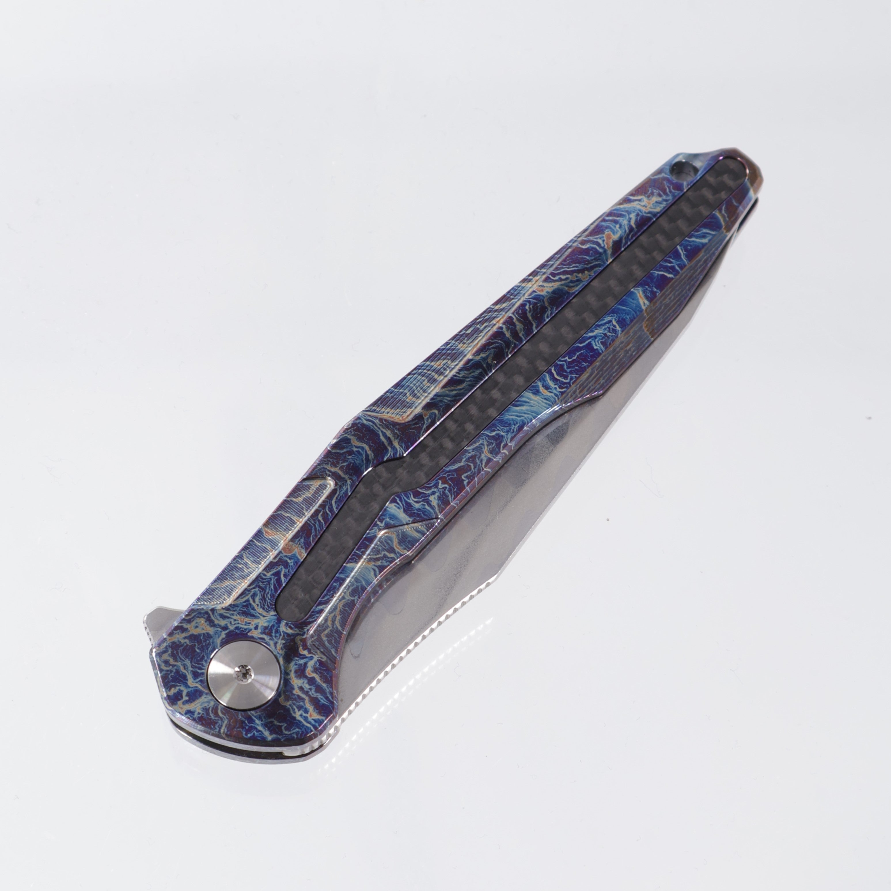 CH Knife Wartex - Lightning Titanium & Carbon Fiber - Elmax Core Damascus - Wartex-BL