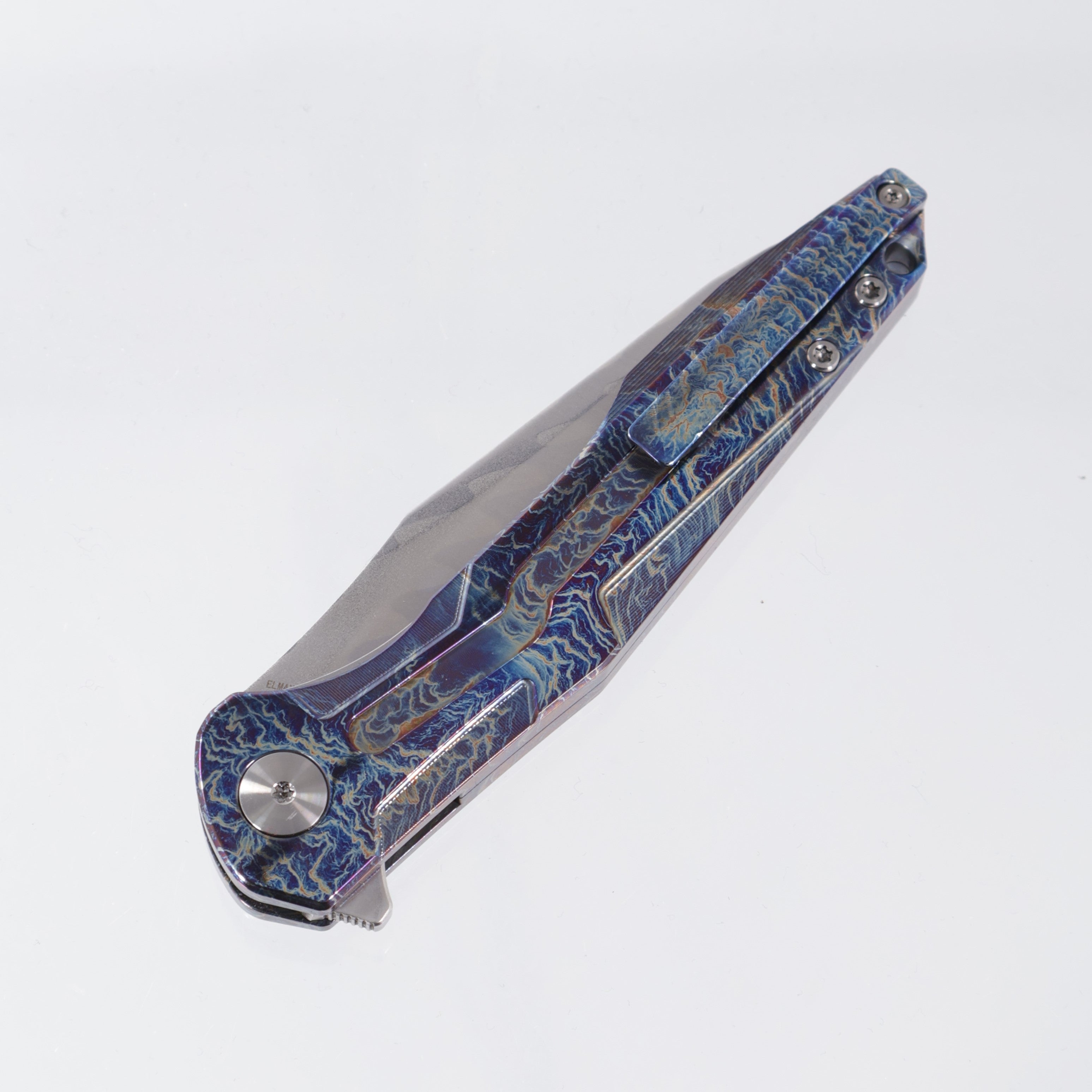 CH Knife Wartex - Lightning Titanium & Carbon Fiber - Elmax Core Damascus - Wartex-BL