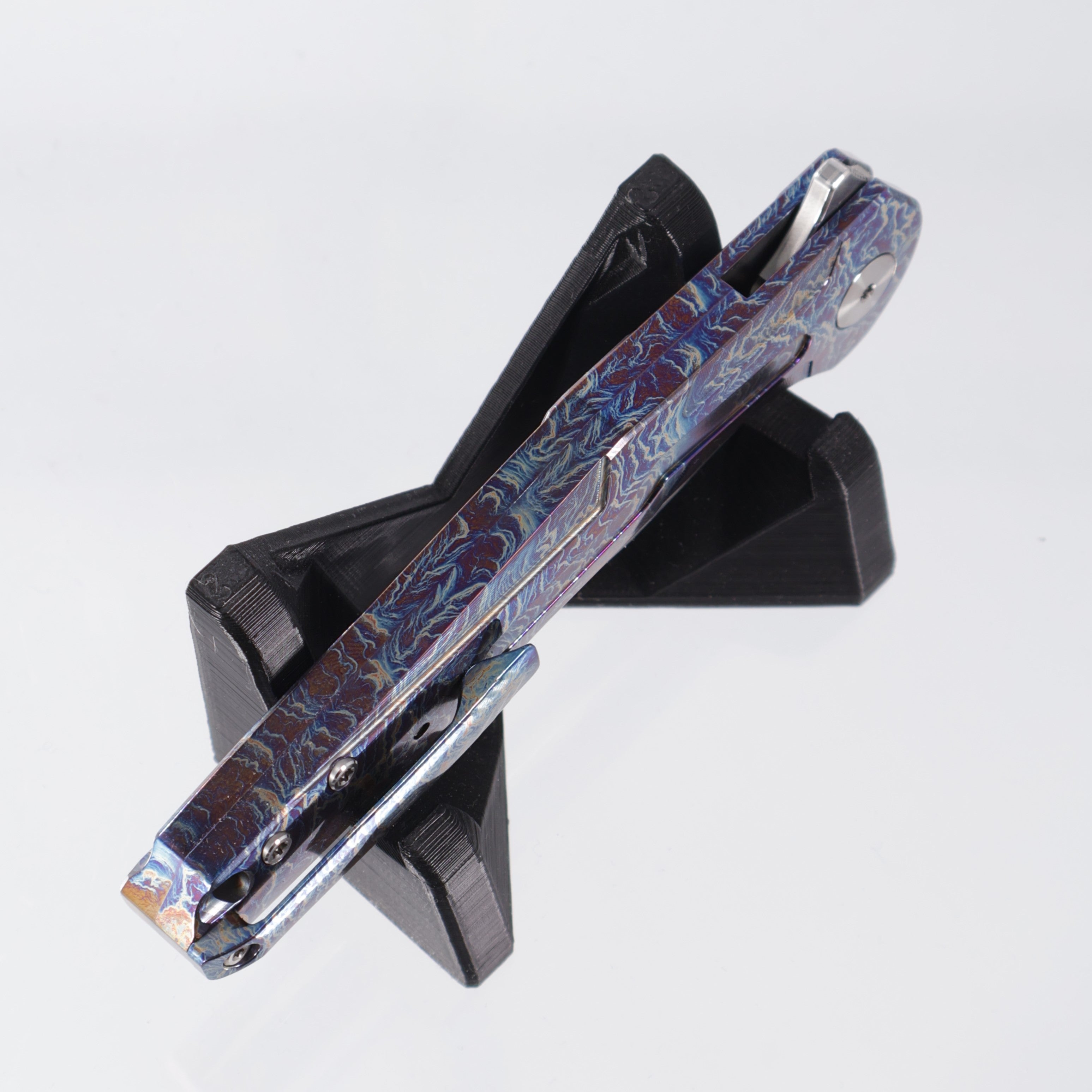 CH Knife Wartex - Lightning Titanium & Carbon Fiber - Elmax Core Damascus - Wartex-BL
