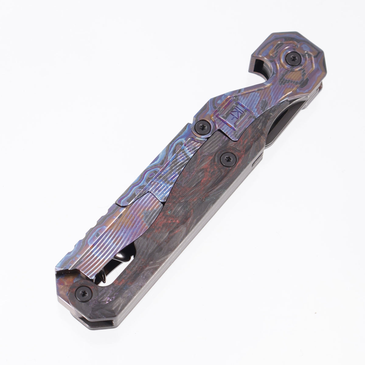 Custom Knife Factory (CKF) Narzannik Wine Corskscrew Full Dress - ZircuTi w/ Multi-Color Carbon Fiber Scales