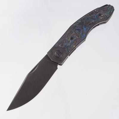 Custom Knife Factory Puma - Blackwash Titanium w/ Multi-Color Carbon Fiber - Blackwash M398