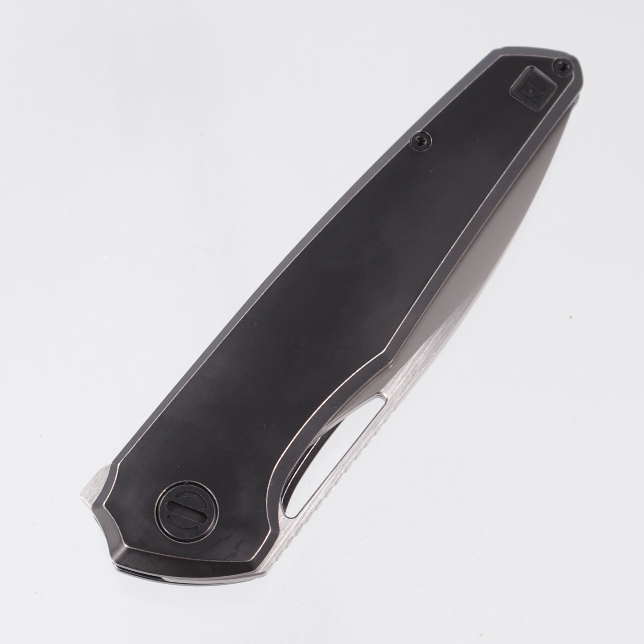 Custom Knife Factory Tasca - Blackwash Titanium - CKF Wash w/ Satin Flats M398