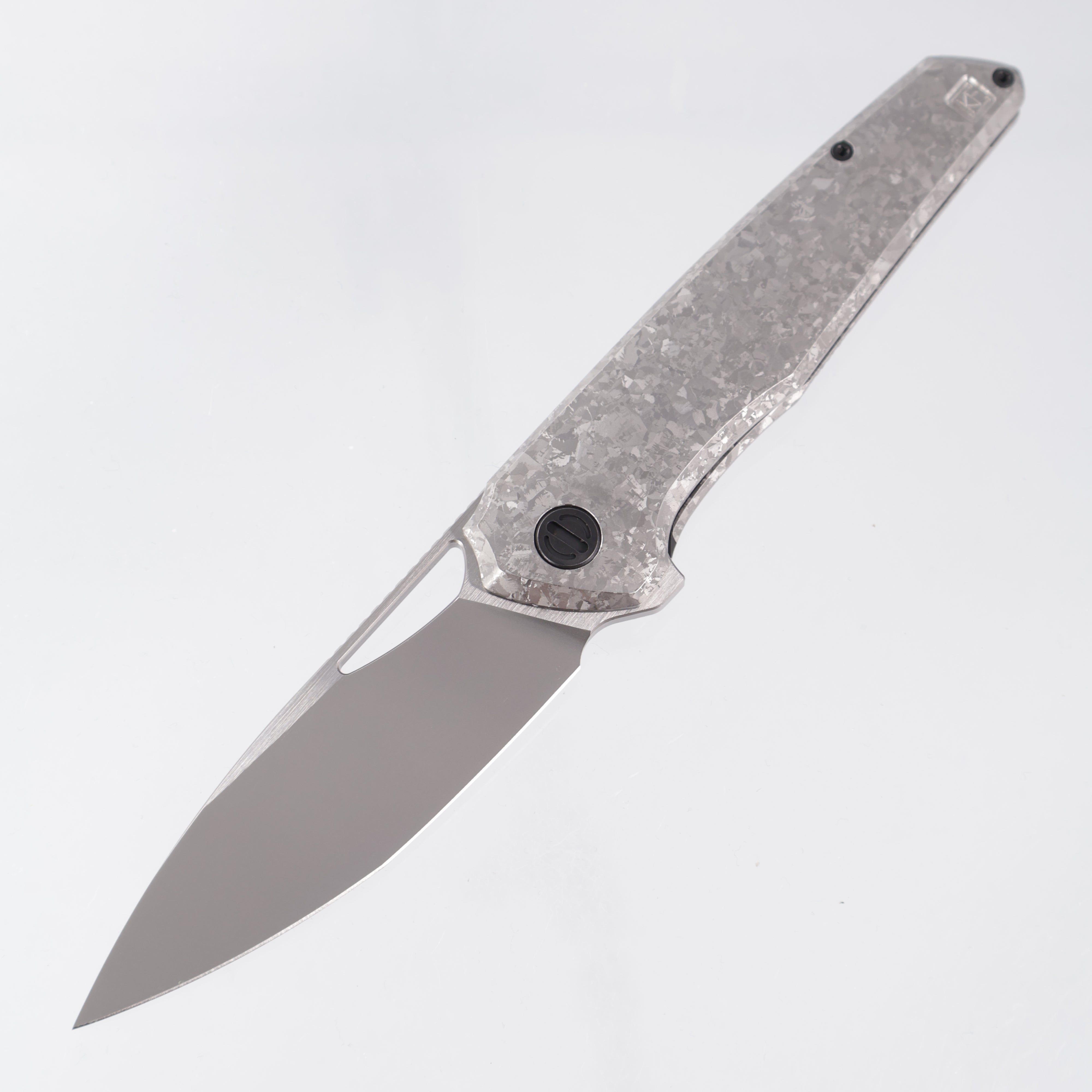 Custom Knife Factory Tasca - Crystalized Titanium - CKF Wash w/ Satin Flats M398