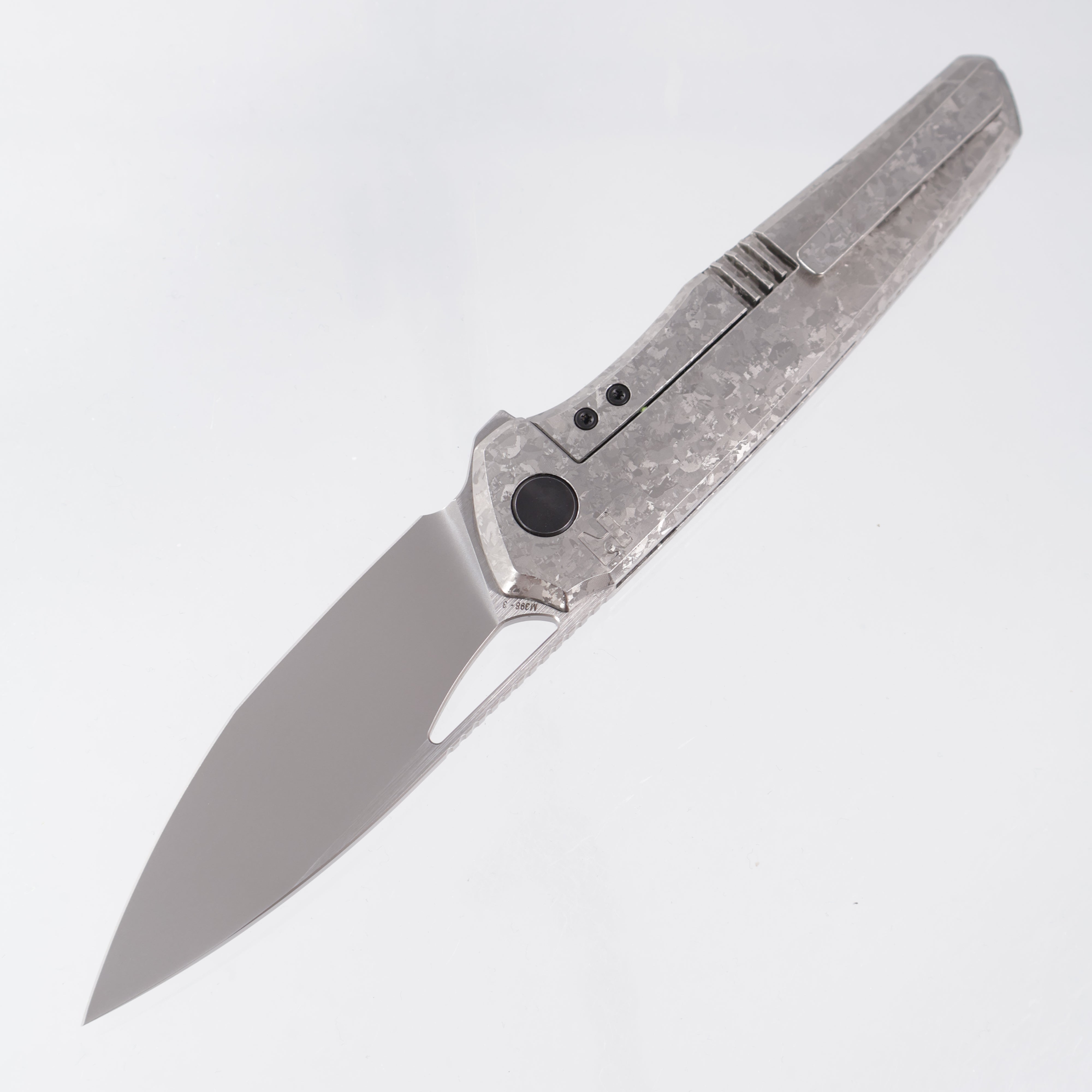 Custom Knife Factory Tasca - Crystalized Titanium - CKF Wash w/ Satin Flats M398