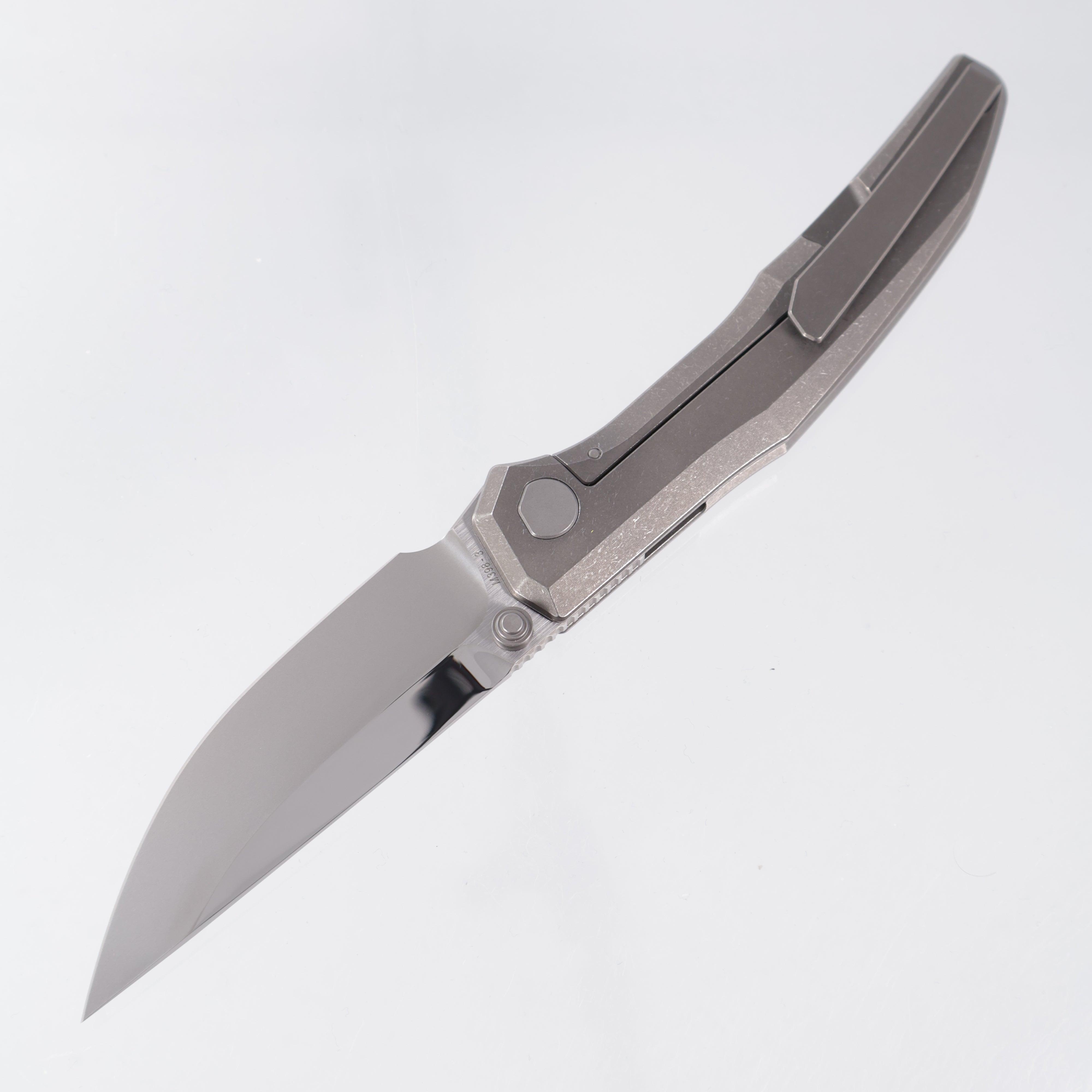 Custom Knife Factory TNT - Stonewash Titanium - CKF Wash w/ Satin Flats & Mirror Swedge M398
