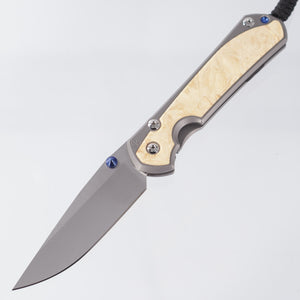 Chris Reeve CRK Large Sebenza 31 Inlay - Box Elder Inlay & Titanium w/ Blue Hardware - Magnacut - L31-1108-004