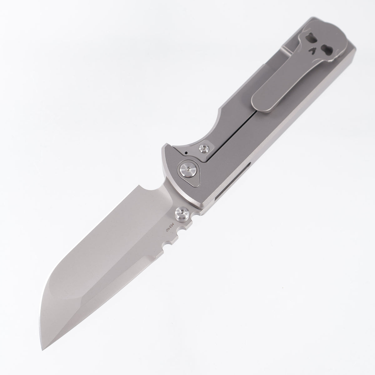 Chaves NTAK 229 Integral Drop Point - Stonewash Titanium w/ Radiation Milling - Stonewash M390