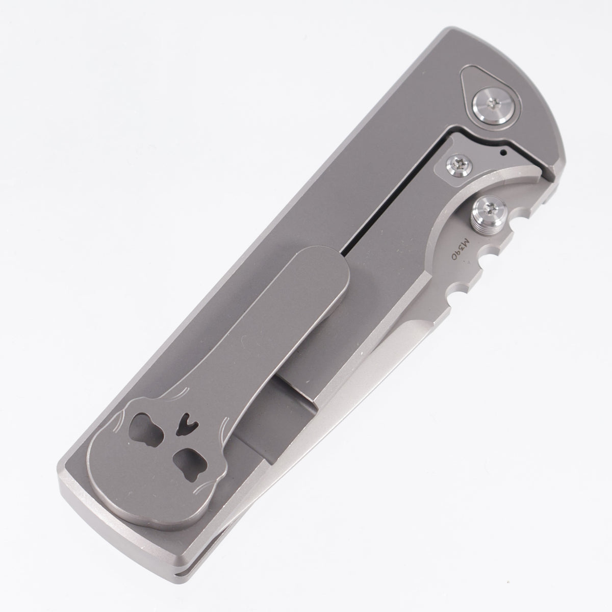 Chaves NTAK 229 Integral Drop Point - Stonewash Titanium w/ Radiation Milling - Stonewash M390