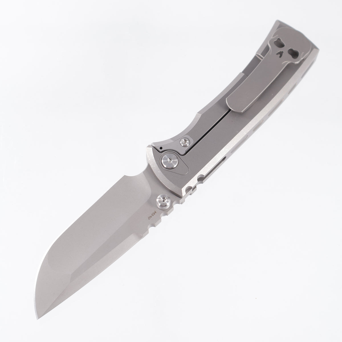 Chaves Redencion Street Integral Drop Point - Stonewash Titanium w/ Radiation Milling - Stonewash M390