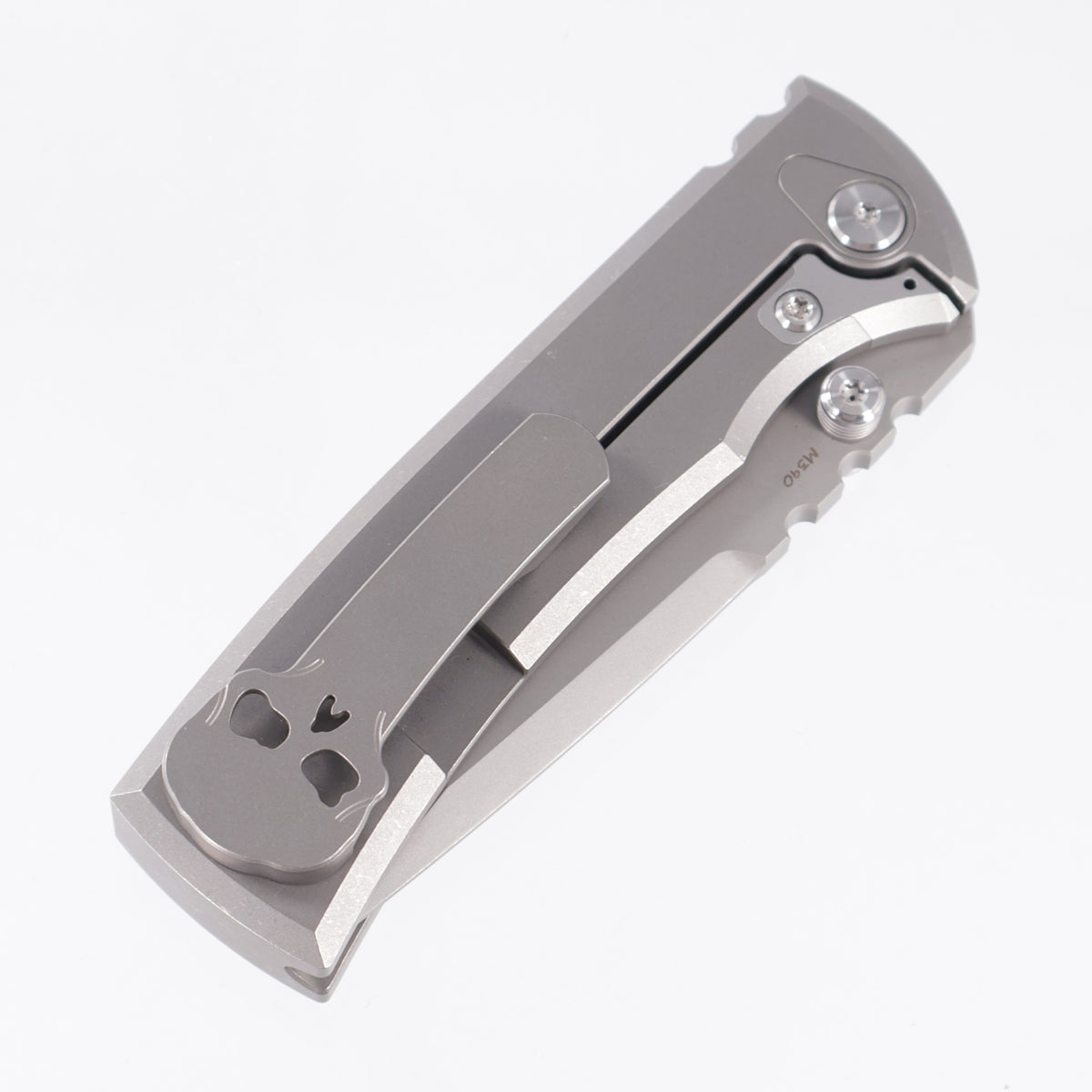Chaves Redencion Street Integral Drop Point - Stonewash Titanium w/ Radiation Milling - Stonewash M390