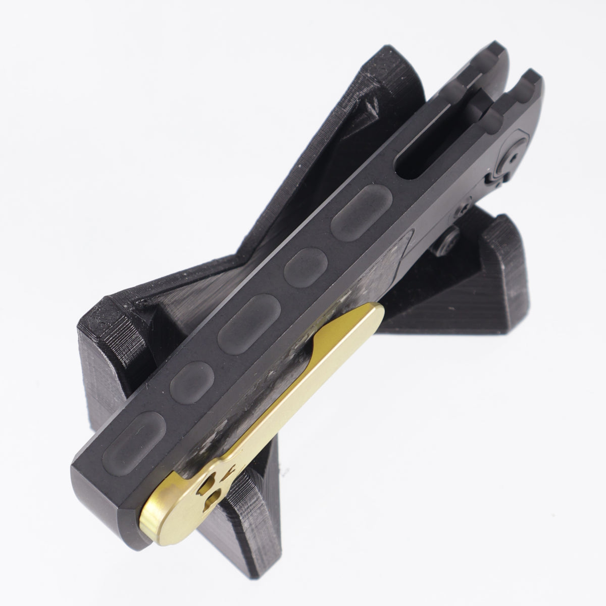 Chaves Redencion Street Integral 50 Series "YKWII" Drop Point  - Tumbled Black PVD Titanium w/ Shredded Carbon Fiber Inlays & Gold Ti Clip - Tumbled Black PVD M390