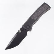 Chaves Redencion Street Integral 50 Series "YKWII" Tanto  - Tumbled Black PVD Titanium w/ Shredded Carbon Fiber Inlays & Gold Ti Clip - Tumbled Black PVD M390