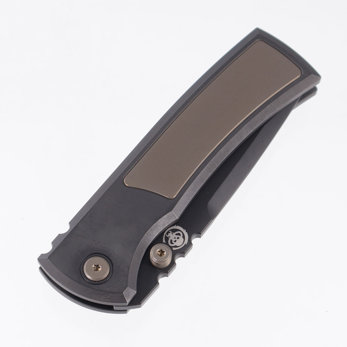 Chaves Redencion Street Integral 50 Series "The Suit" Drop Point  - Tumbled Black PVD Titanium w/ Bronze Ano Ti Inlays & Accents - Tumbled Black PVD M390