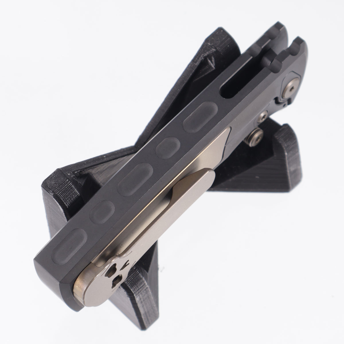 Chaves Redencion Street Integral 50 Series "The Suit" Drop Point  - Tumbled Black PVD Titanium w/ Bronze Ano Ti Inlays & Accents - Tumbled Black PVD M390