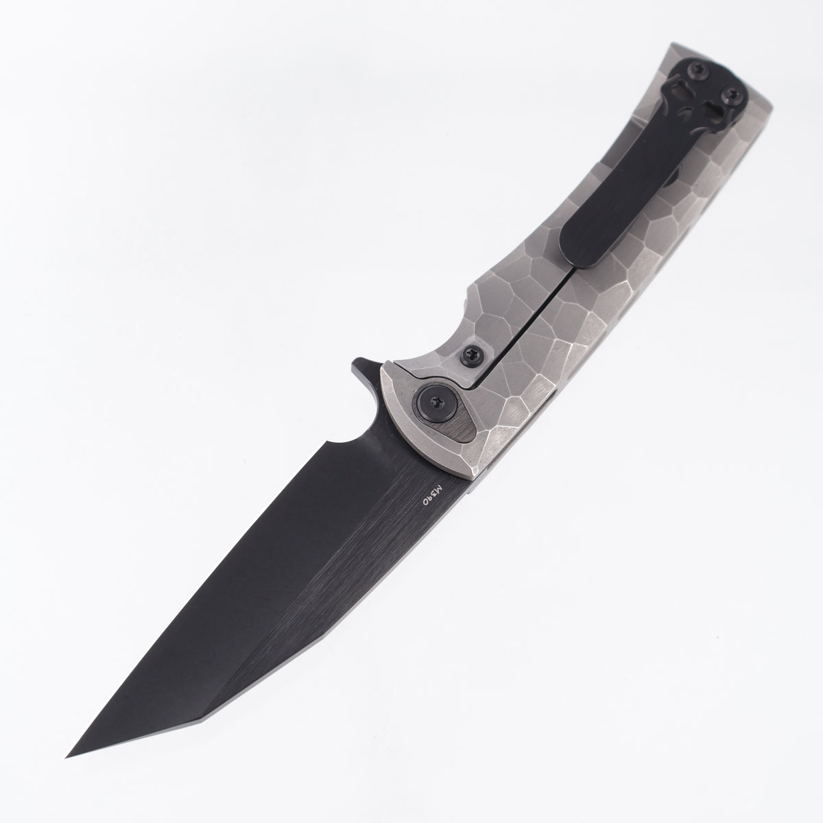 Chaves Liberation Street Integral Drop Point - Rocked Titanium Chassis w/ Black PVD Hardware - Satin Black PVD M390