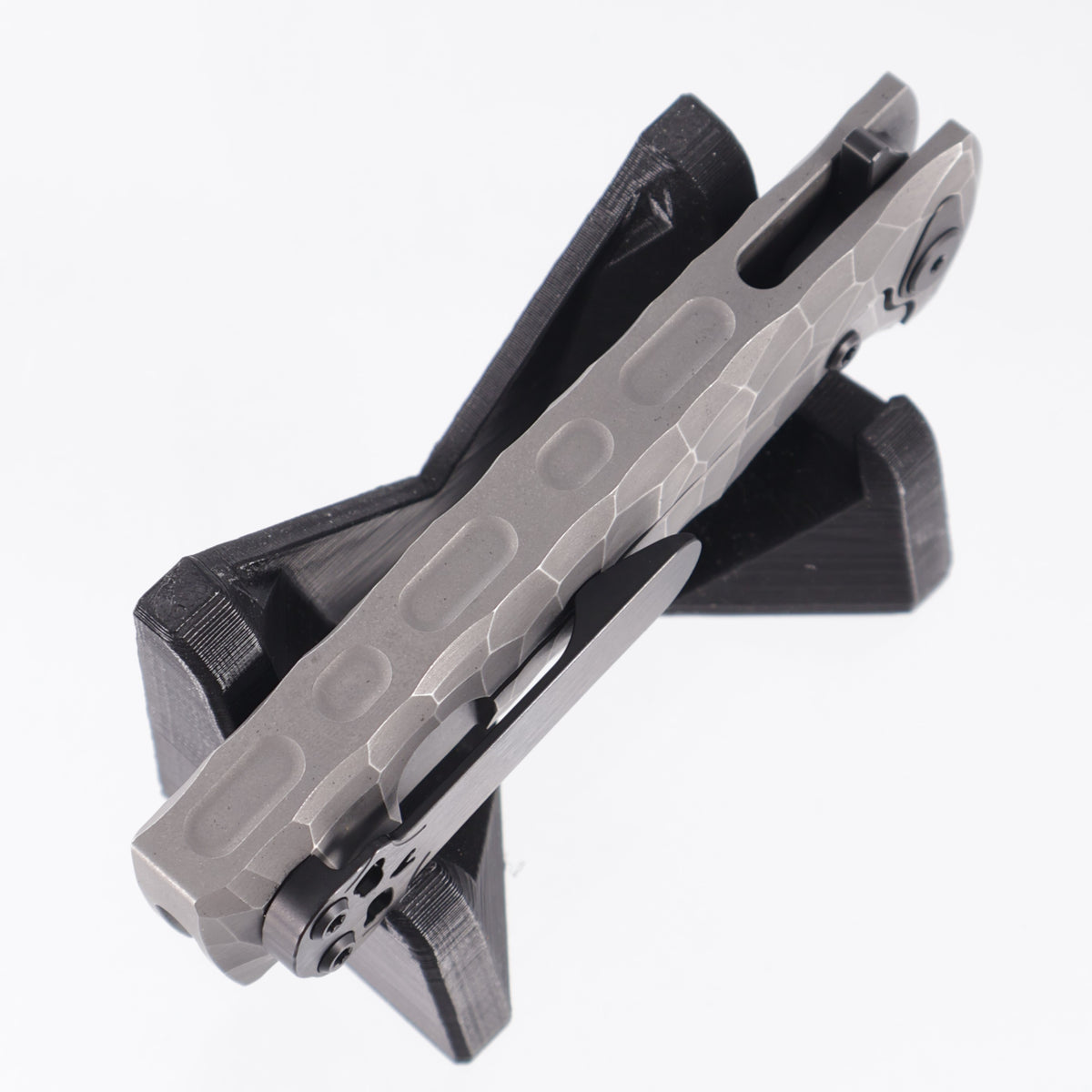 Chaves Liberation Street Integral Drop Point - Rocked Titanium Chassis w/ Black PVD Hardware - Satin Black PVD M390