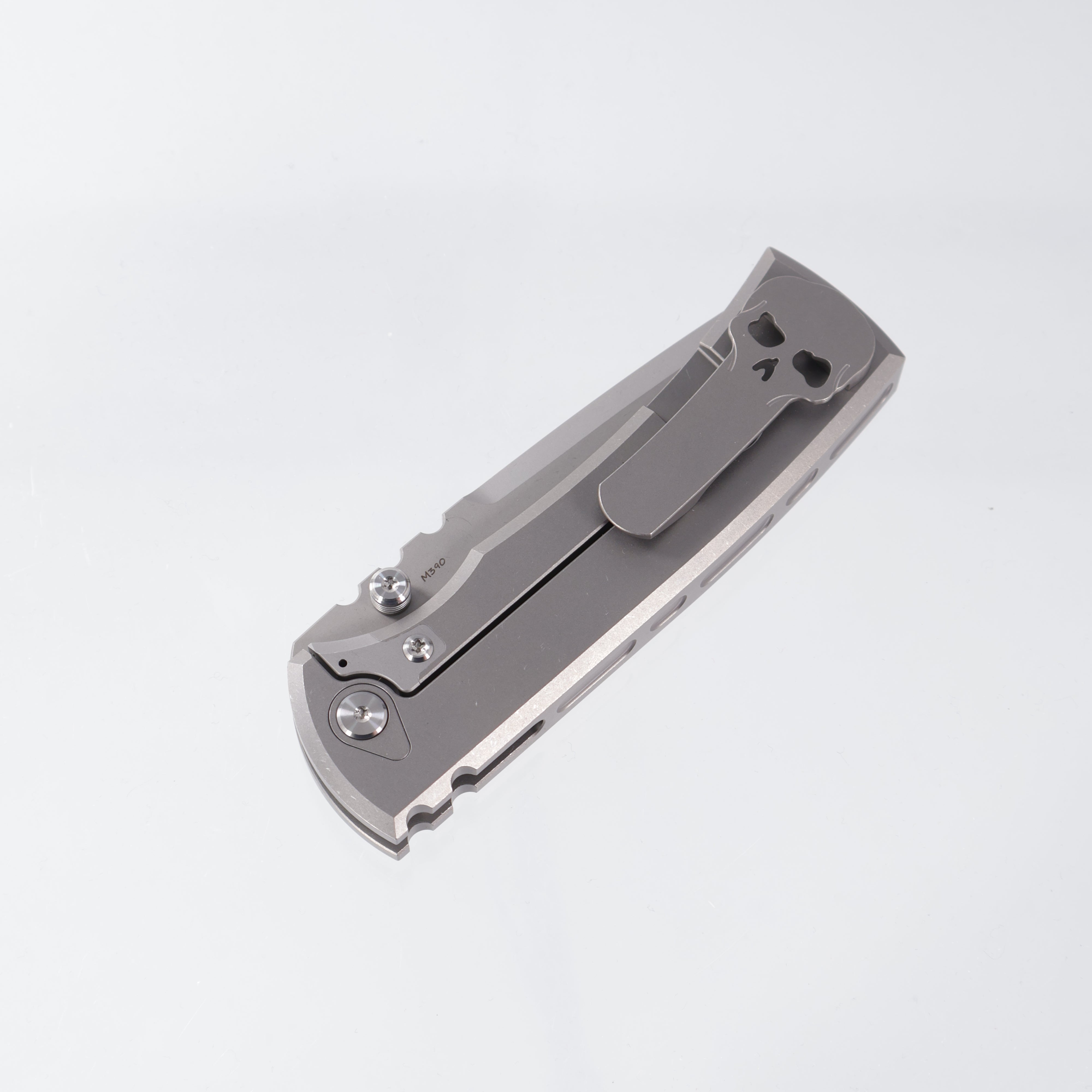 Chaves Redencion 229 Integral - Drop Point M390 Stonewash - Integral Titanium w/ Magnetic Inlay, Ti Radiation Pattern