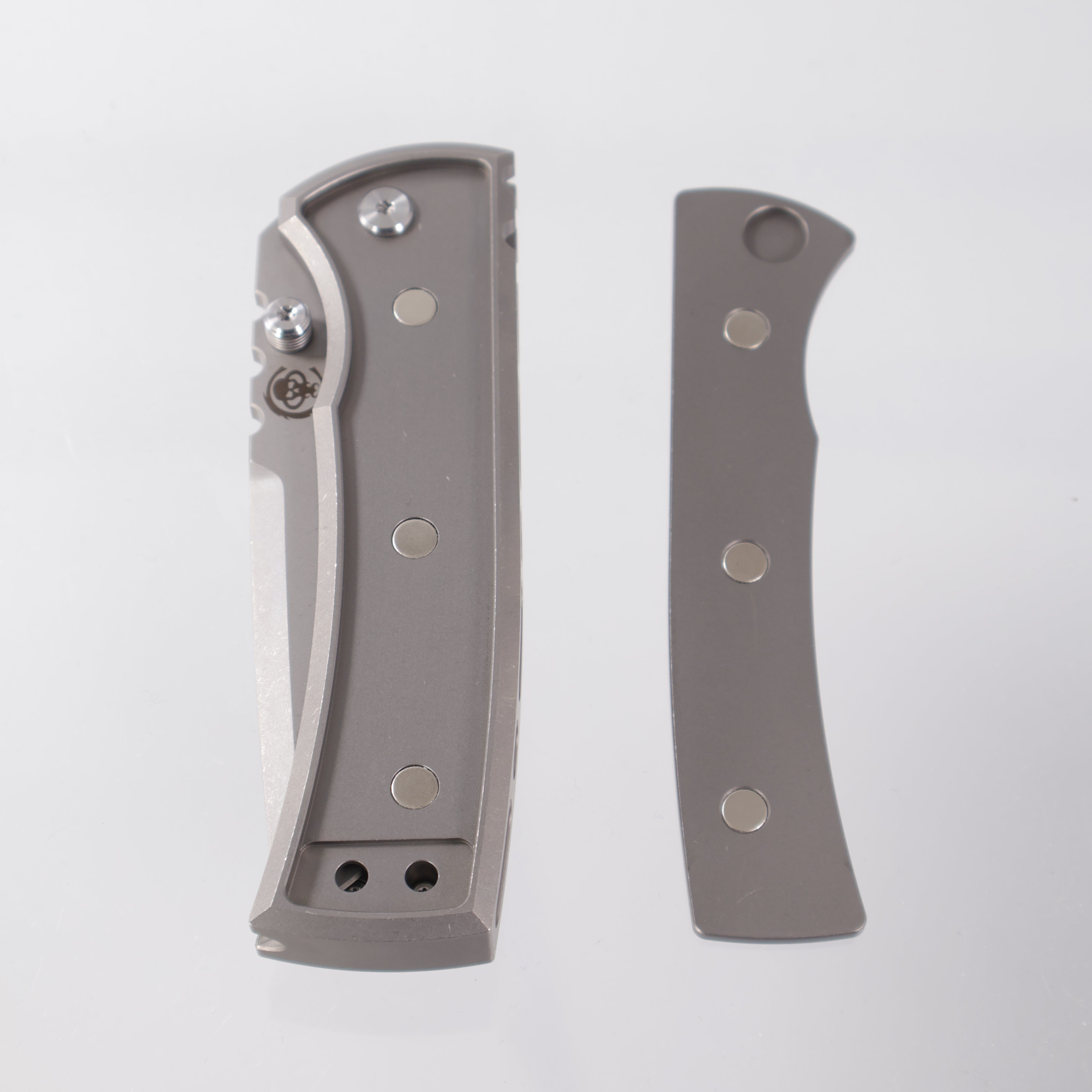 Chaves Redencion 229 Integral - Drop Point M390 Stonewash - Integral Titanium w/ Magnetic Inlay, Ti Radiation Pattern