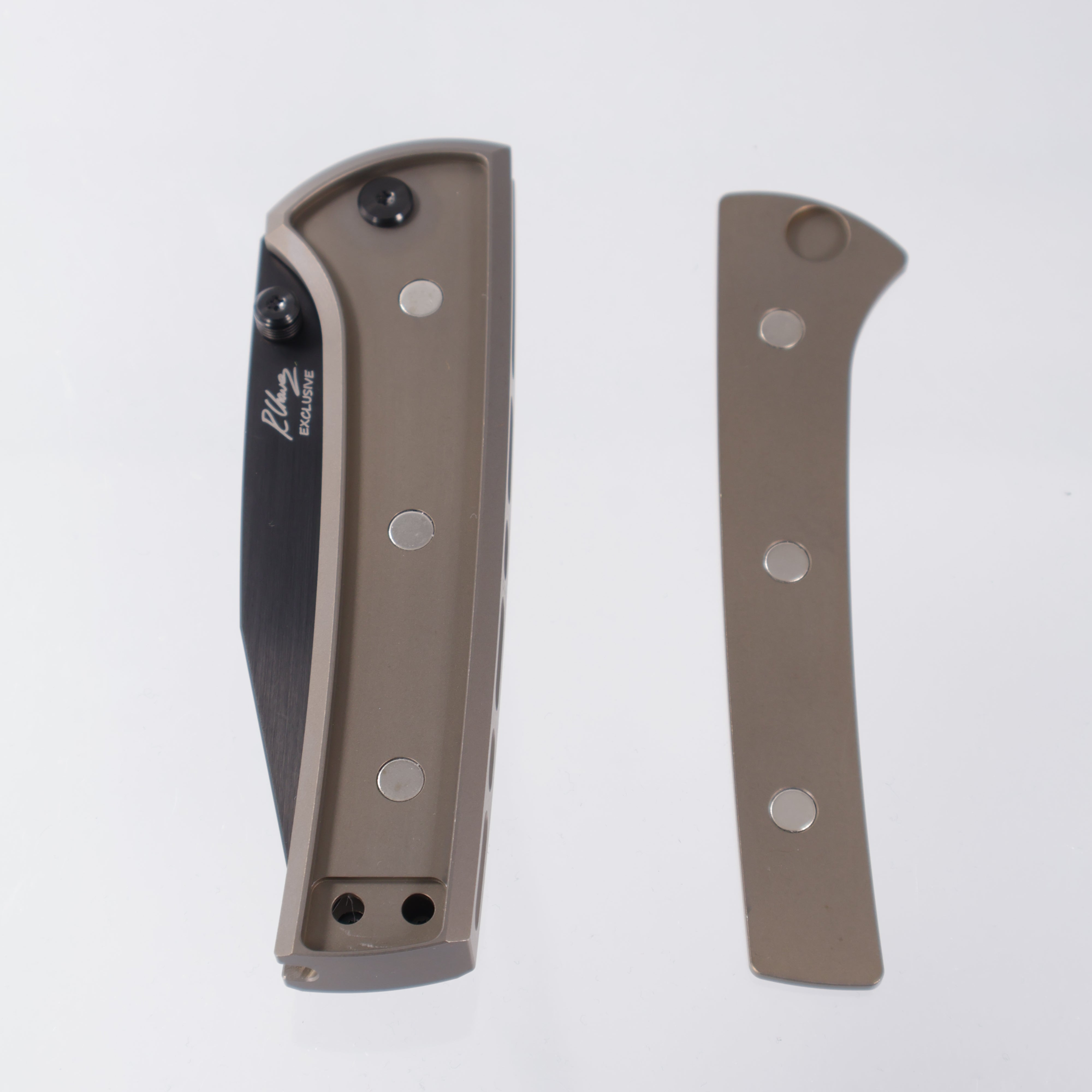 Chaves Scapegoat 229 Integral - Chisel Grind M390 Satin PVD - Integral Titanium w/ Magnetic Inlay, Ti Bronze Ano