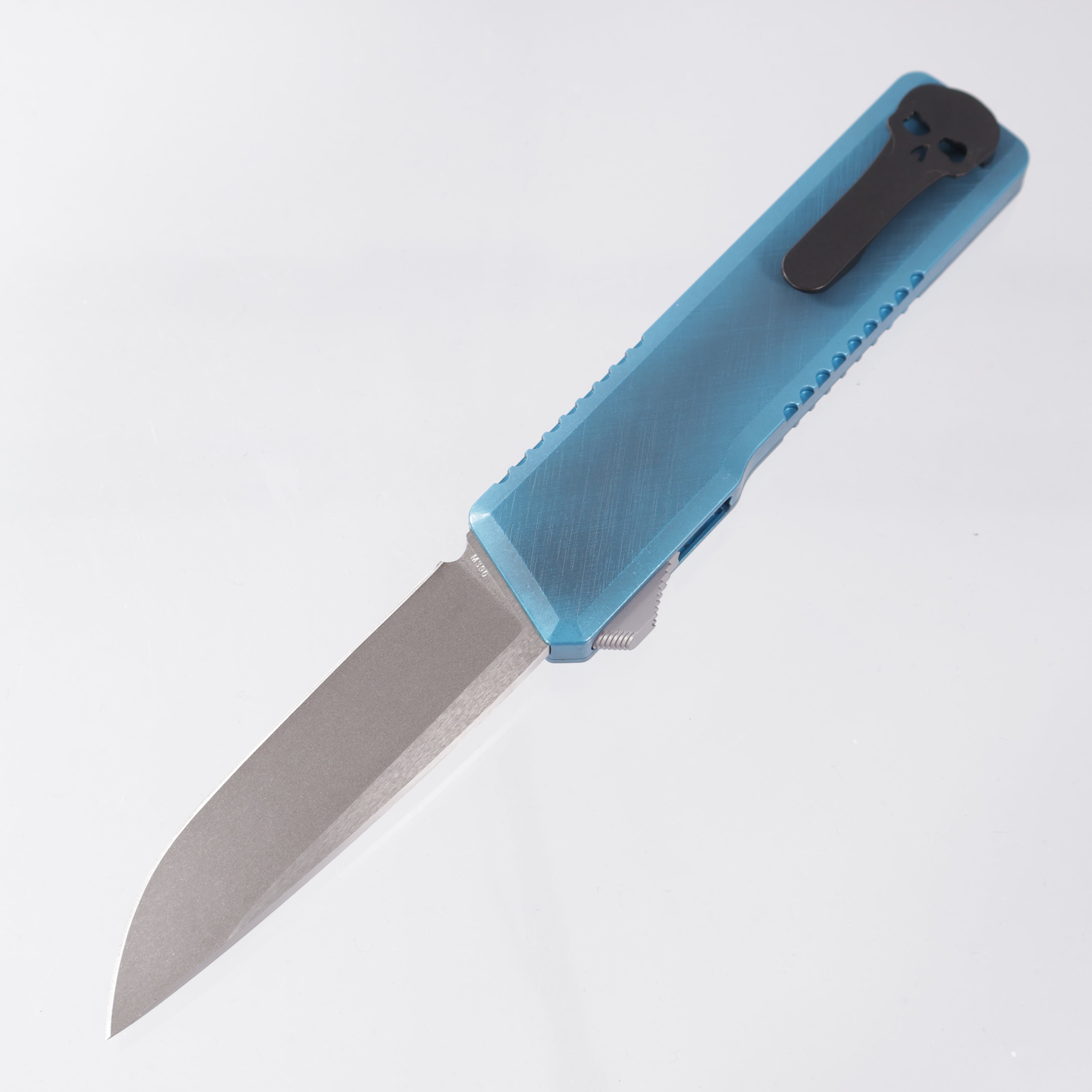 Chaves Dissident Drop Point - Blue Crosshatched Aluminum - Stonewash S35VN