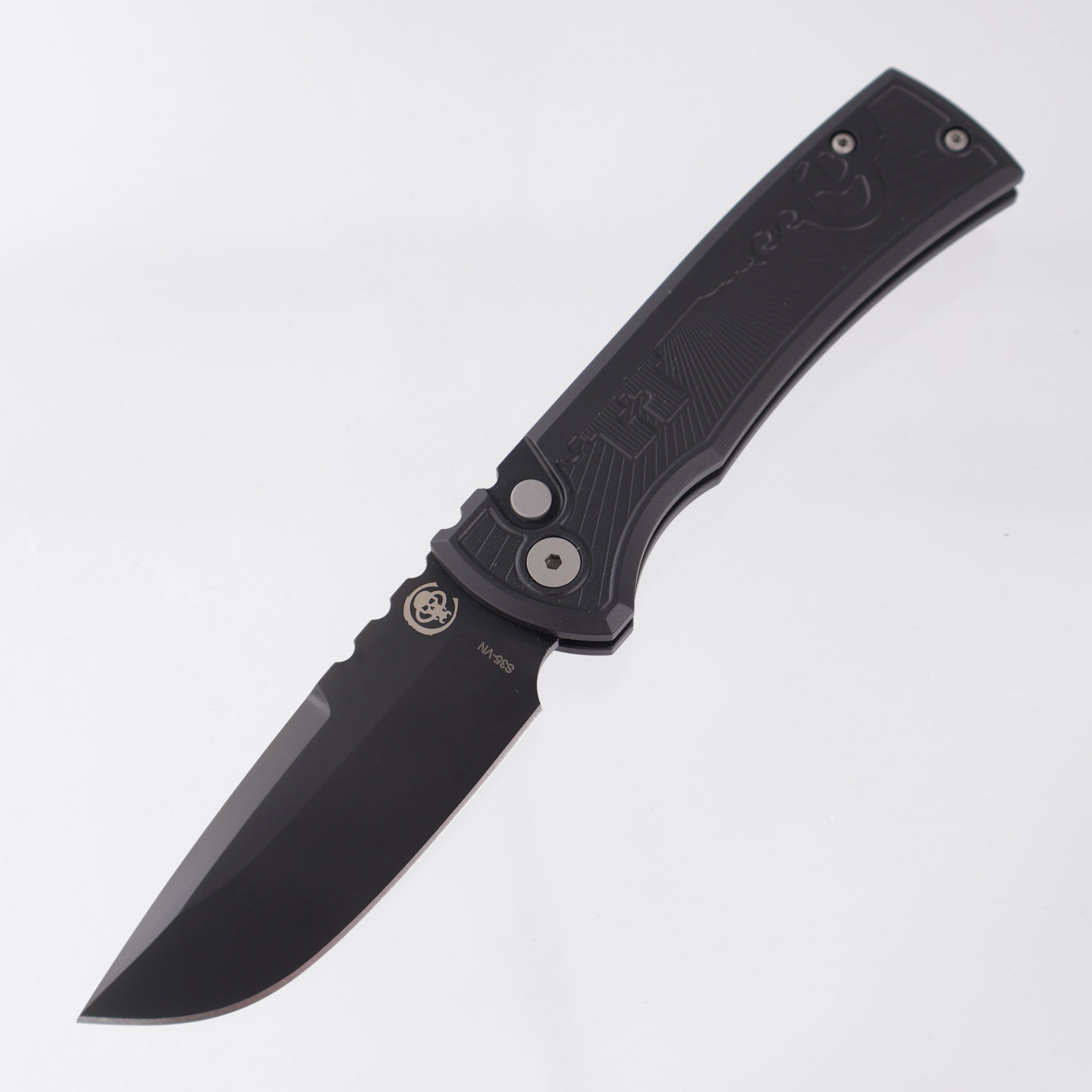 Chaves Redencion Auto Drop Point - Black Key Pattern Aluminum Handle - DLC S35VN