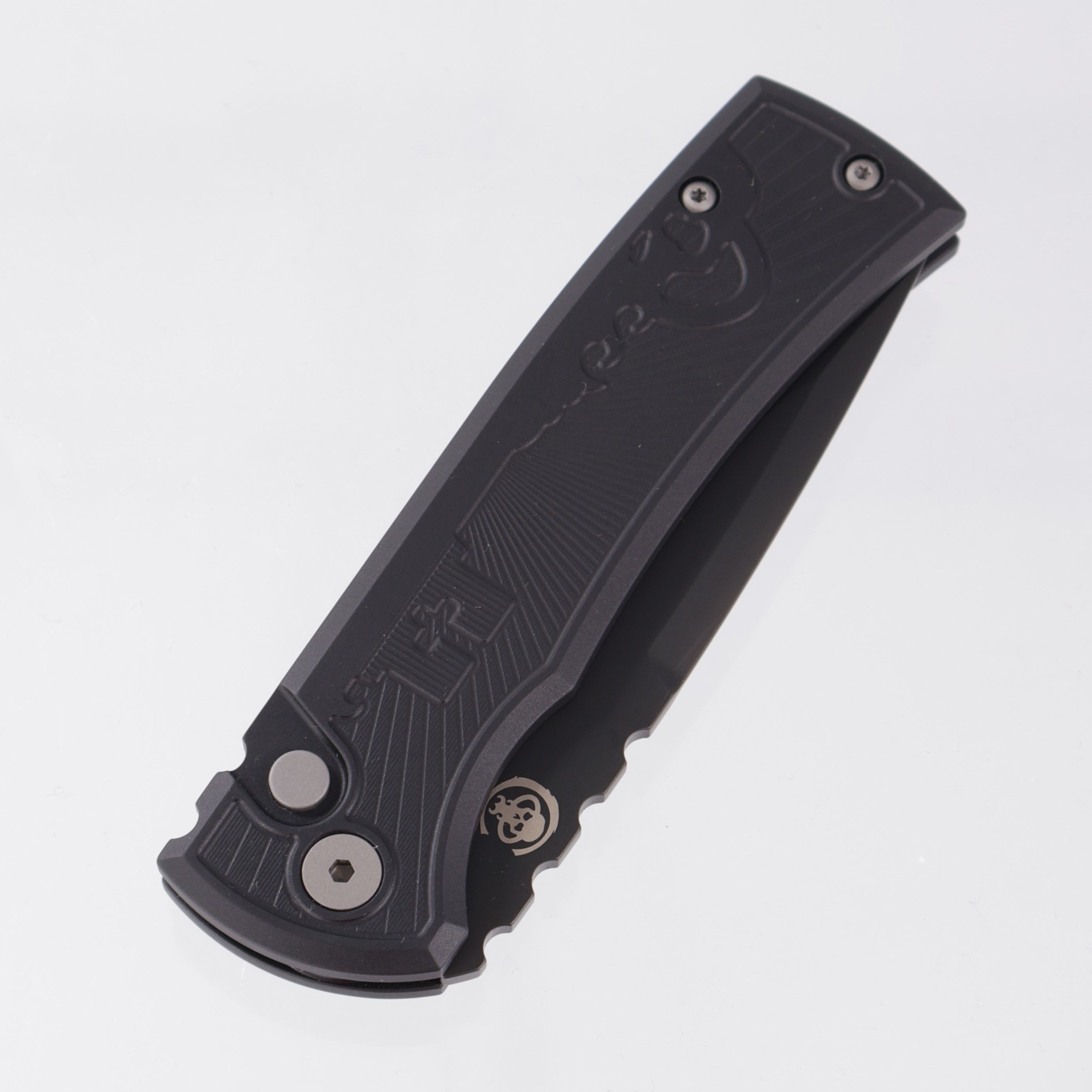 Chaves Redencion Auto Drop Point - Black Key Pattern Aluminum Handle - DLC S35VN