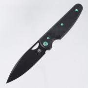 Chaves Knives x Brad Blount The Phase 229 Blue Label - Black Aluminum w/ Green Ano Ti Hardware - Black PVD 154CM