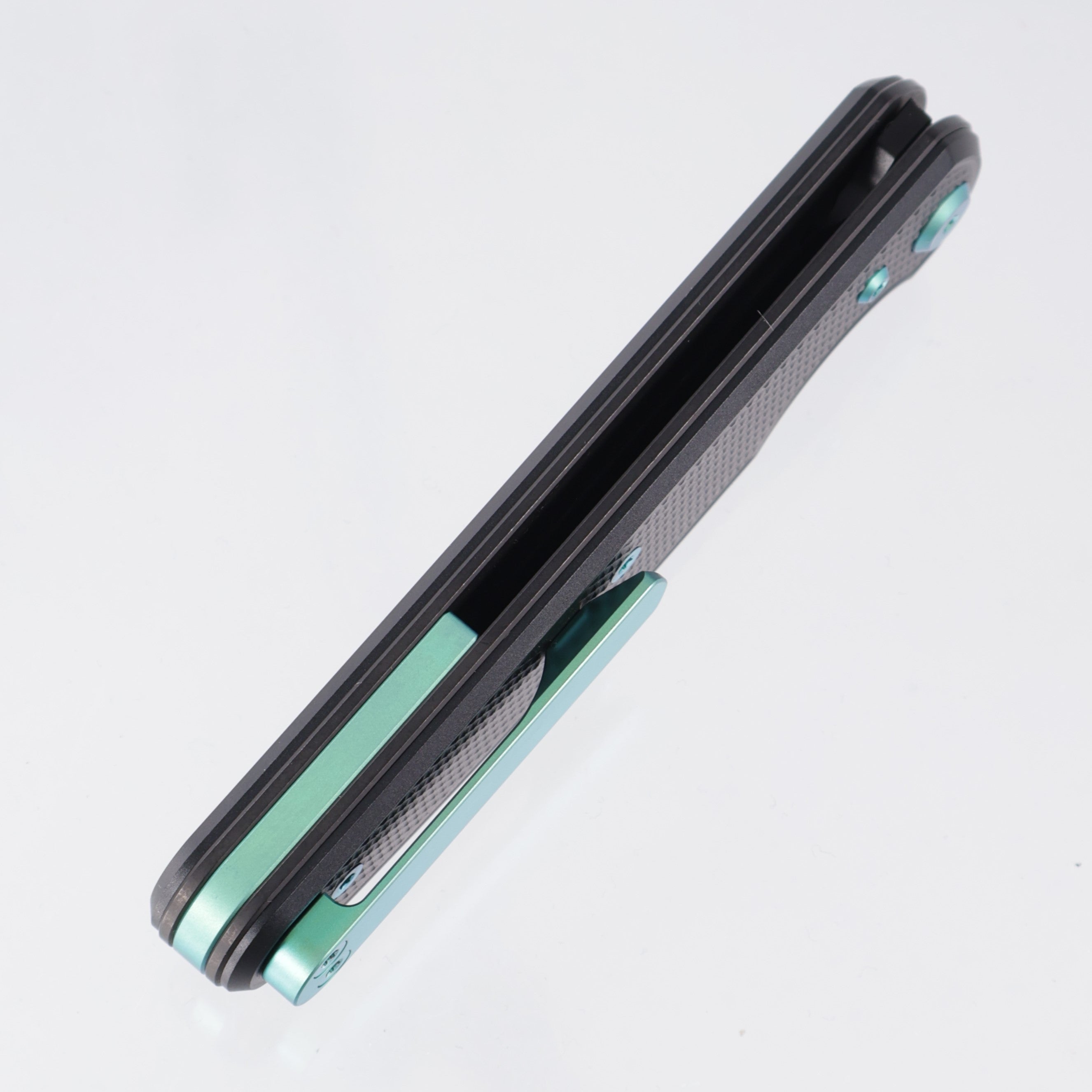 Chaves Knives x Brad Blount The Phase 229 Blue Label - Black Aluminum w/ Green Ano Ti Hardware - Black PVD 154CM