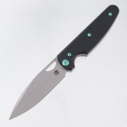 Chaves Knives x Brad Blount The Phase 229 Blue Label - Black Aluminum w/ Green Ano Ti Hardware - Stonewash 154CM